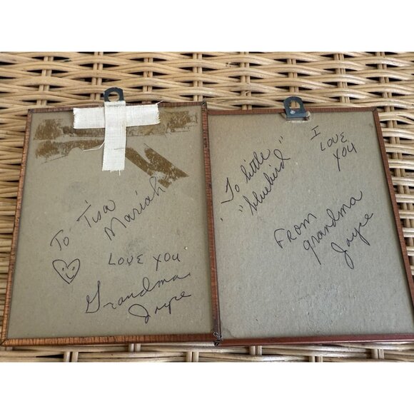 Vintage 40's Pair Silhouette Convex Glass Pictures Reverse Painted 5x4" - Picture 7 of 10